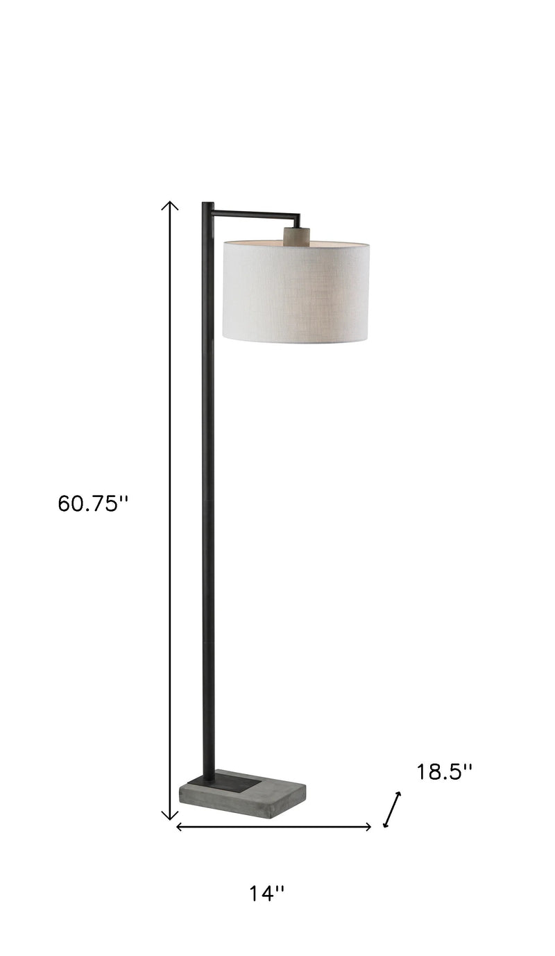 Home Outfitters 61" Swing Arm Floor Lamp With White Drum Shade