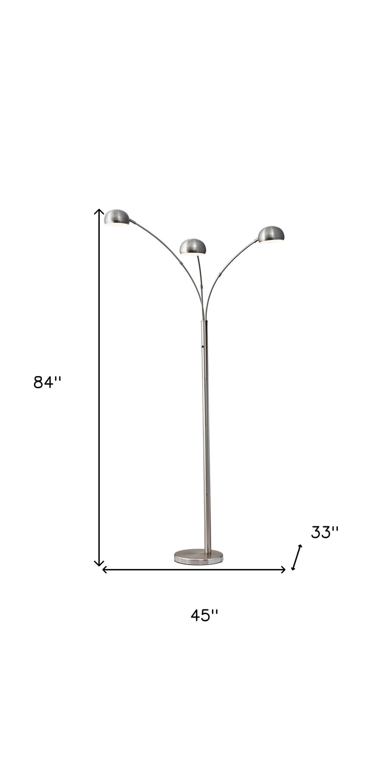 Home Outfitters 84" Steel Three Light Tree Floor Lamp With Silver Solid Color Bell Shade