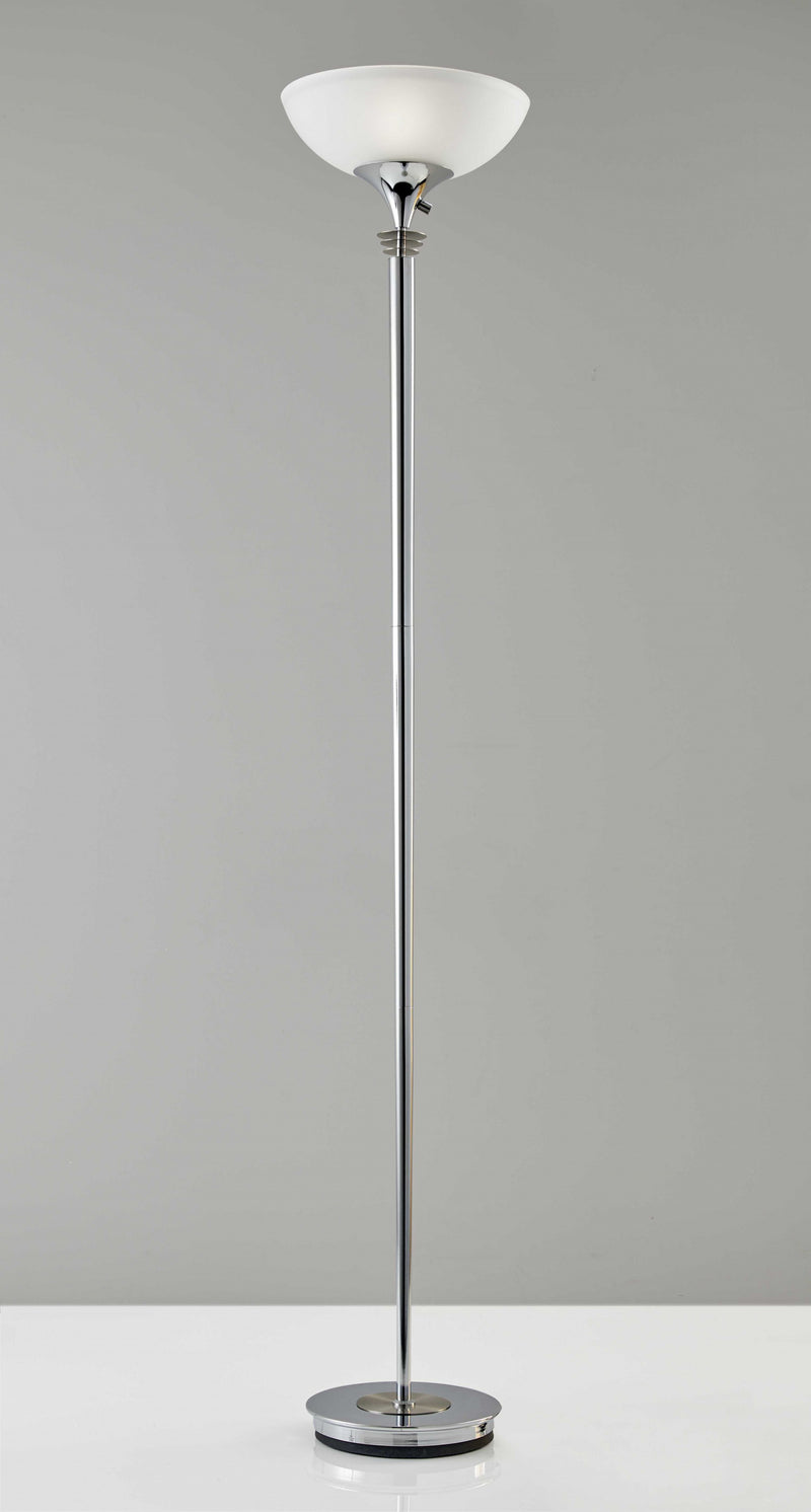 Home Outfitters Modern Chrome Thick Pole Torchiere Floor Lamp