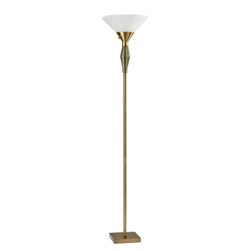 Home Outfitters 71" Brass LED Light Changing Torchiere Floor Lamp with White Frosted Glass Cone Shade