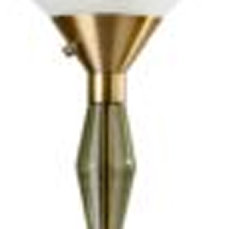 Home Outfitters 71" Brass LED Light Changing Torchiere Floor Lamp with White Frosted Glass Cone Shade