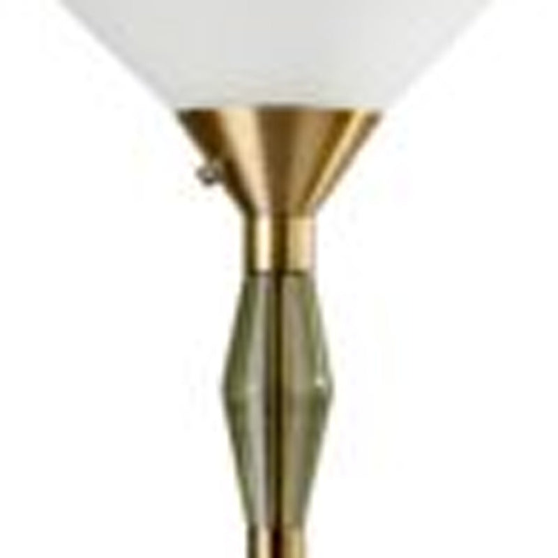 Home Outfitters 71" Brass LED Light Changing Torchiere Floor Lamp with White Frosted Glass Cone Shade