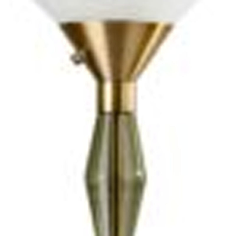 Home Outfitters 71" Brass LED Light Changing Torchiere Floor Lamp with White Frosted Glass Cone Shade