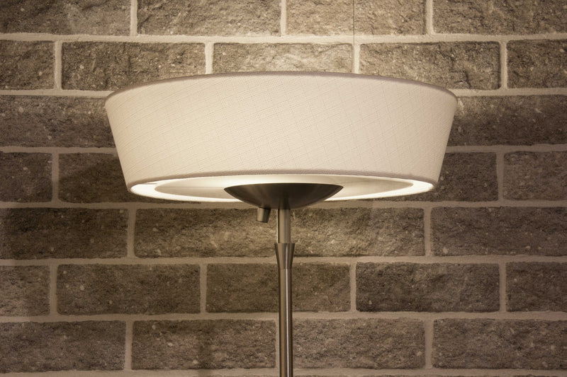 Home Outfitters 71" Brushed Led Torchiere Floor Lamp With White Empire Shade