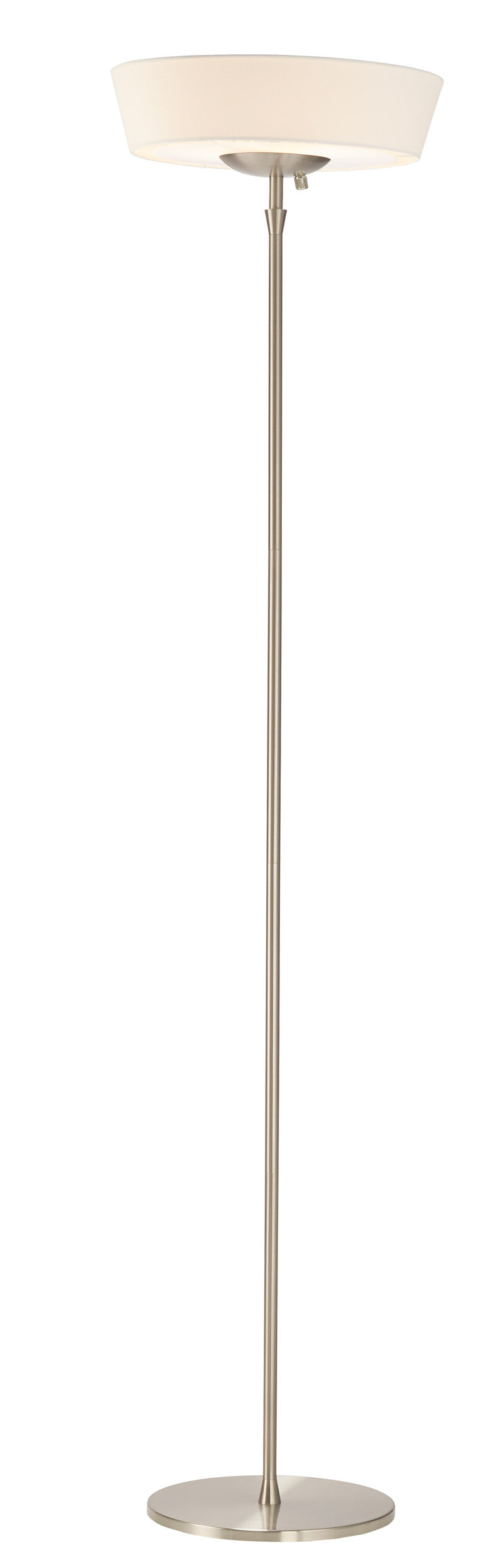 Home Outfitters 71" Brushed Led Torchiere Floor Lamp With White Empire Shade