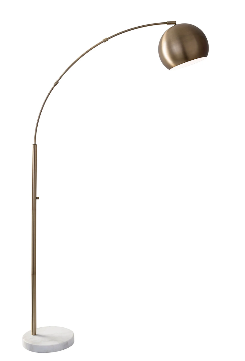 Home Outfitters 78" Brass Arc Floor Lamp With Brass Solid Color Bowl Shade