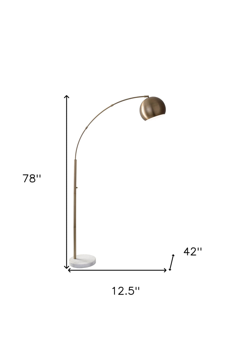 Home Outfitters 78" Brass Arc Floor Lamp With Brass Solid Color Bowl Shade