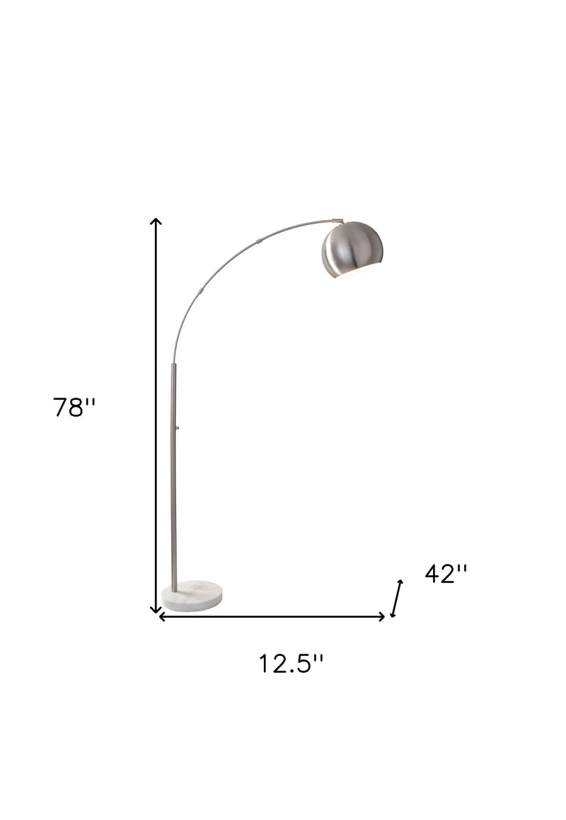 Home Outfitters 78" Steel Arc Floor Lamp With Silver Solid Color Bowl Shade