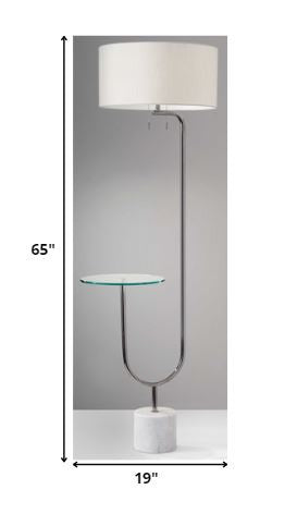 Home Outfitters 65" Tray Table Floor Lamp With White Drum Shade