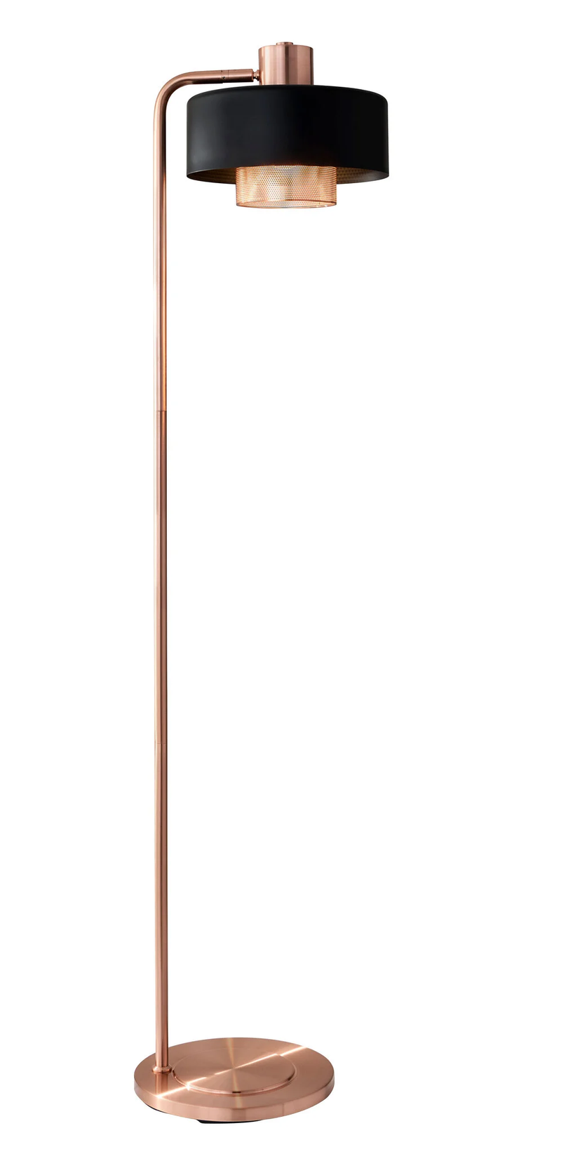 Home Outfitters 60" Copper Task Floor Lamp With Black Drum Shade