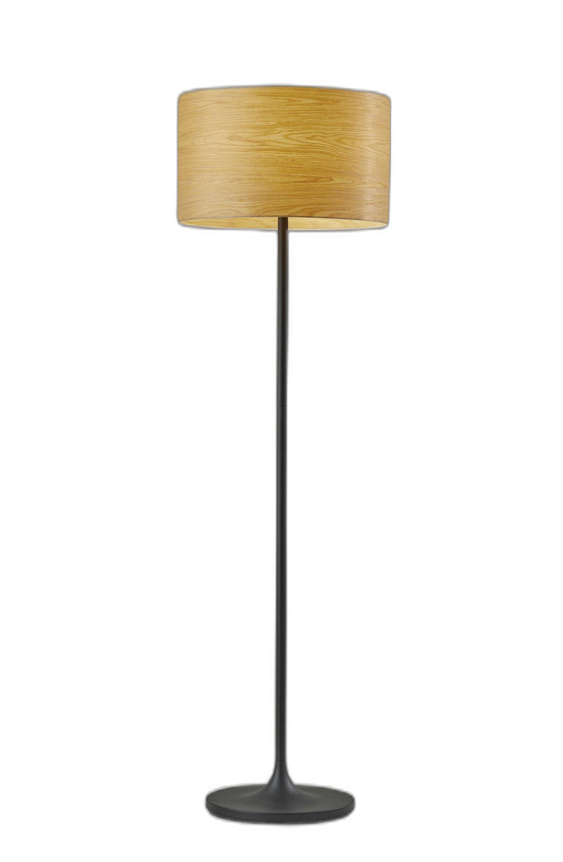 Home Outfitters 60" Black Traditional Shaped Floor Lamp With Brown Drum Shade