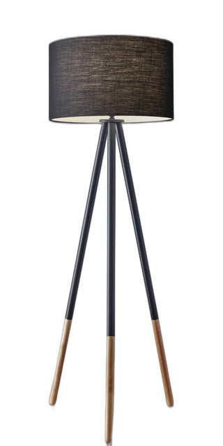 Home Outfitters 60" Black Tripod Floor Lamp With Black Drum Shade