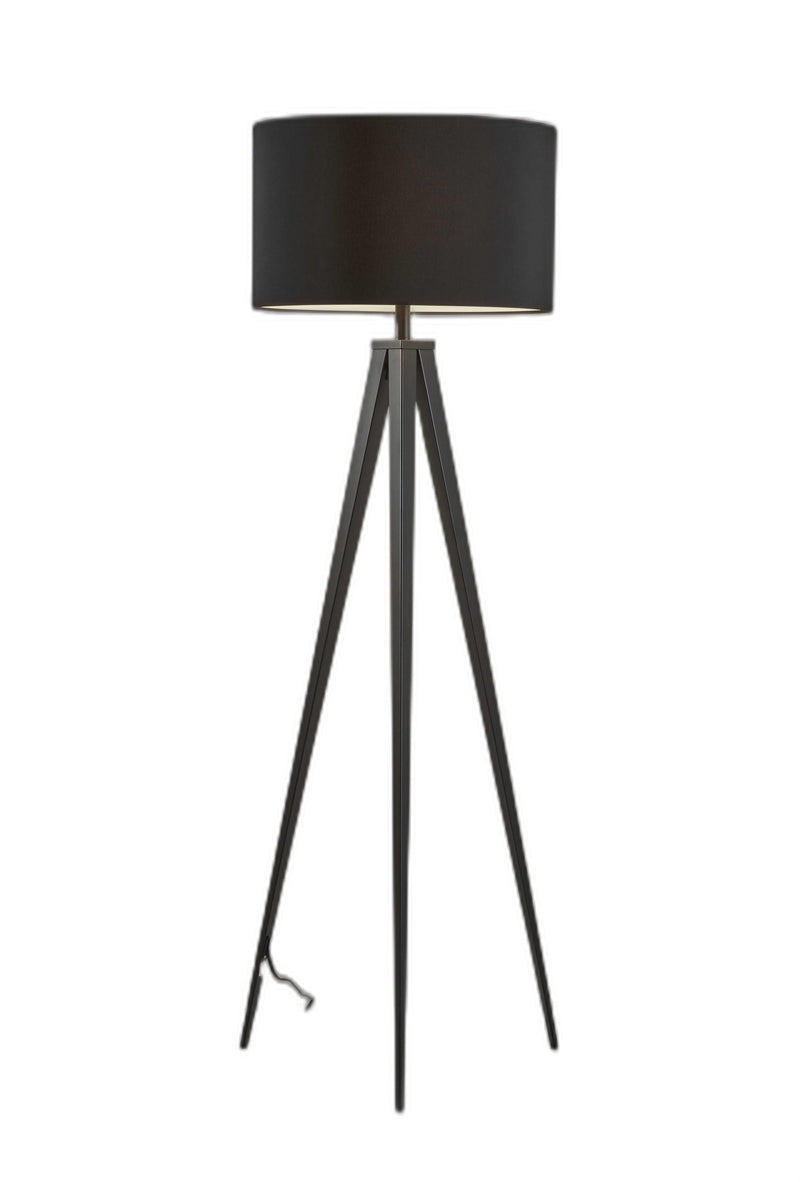 Home Outfitters 62" Black Tripod Floor Lamp With Black Drum Shade