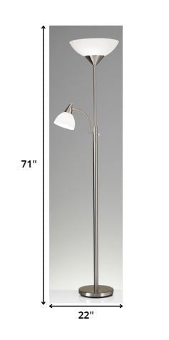 Home Outfitters 71" Two Light Novelty Floor Lamp With White Bowl Shade