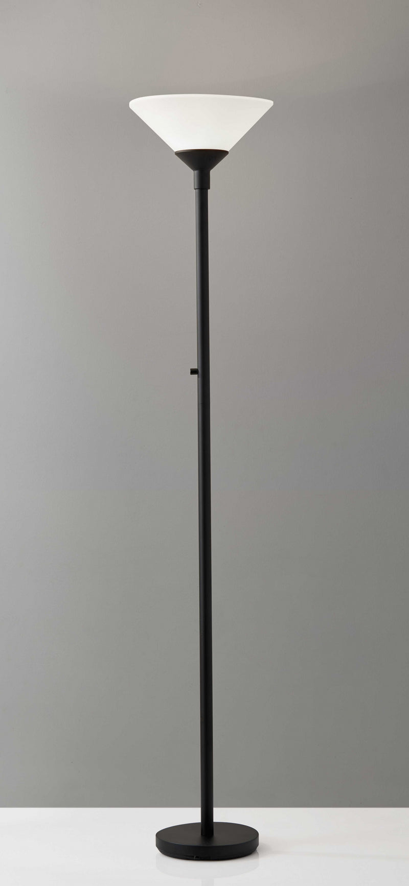 Home Outfitters 73" Black Torchiere Floor Lamp With White Cone Shade