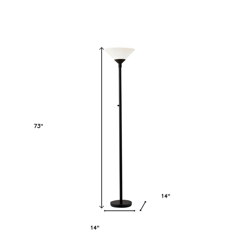 Home Outfitters 73" Black Torchiere Floor Lamp With White Cone Shade