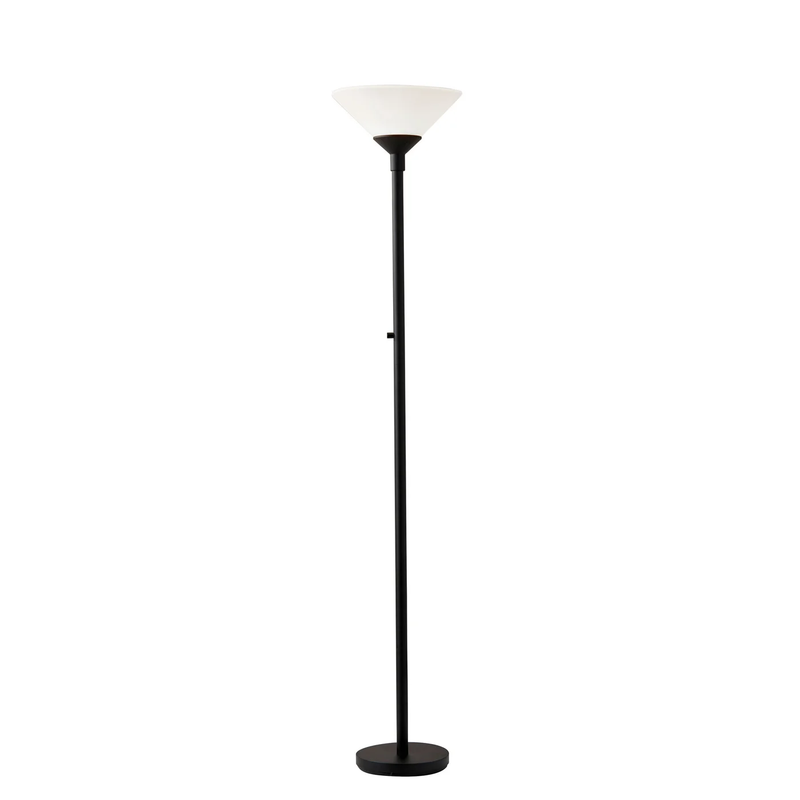 Home Outfitters 73" Black Torchiere Floor Lamp With White Cone Shade