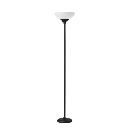 Home Outfitters Tailored Black Metal Torchiere With Bright Illumination