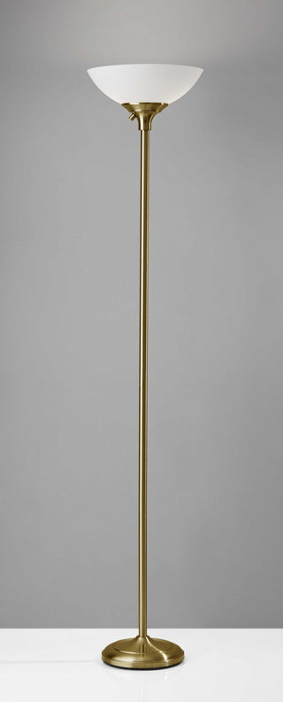 Home Outfitters Shiny Antiqued Brass Metal Torchiere Floor Lamp