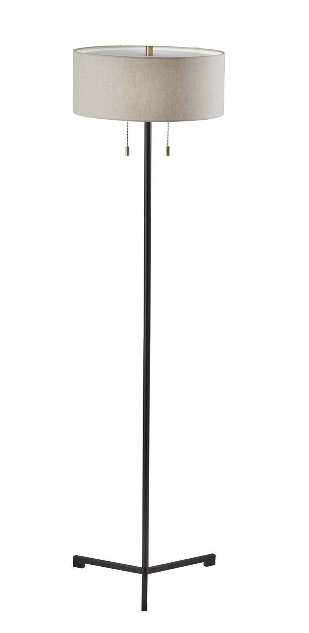 Home Outfitters 60" Black Traditional Shaped Floor Lamp With White Drum Shade