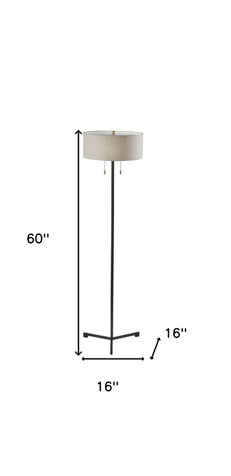 Home Outfitters 60" Black Traditional Shaped Floor Lamp With White Drum Shade