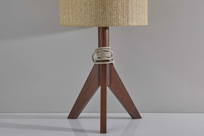 Home Outfitters 24" Solid Wood Tripod Floor Lamp With Brown Drum Shade