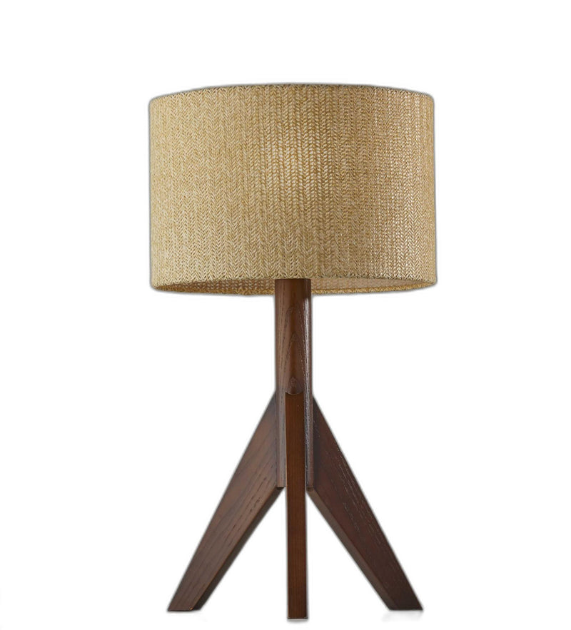 Home Outfitters 24" Solid Wood Tripod Floor Lamp With Brown Drum Shade