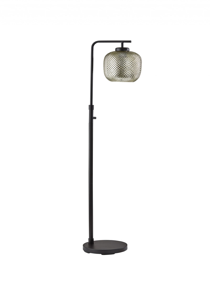 Home Outfitters 60" Antiqued Bronze Floor Lamp With Textured Mercury Glass Globe Shade