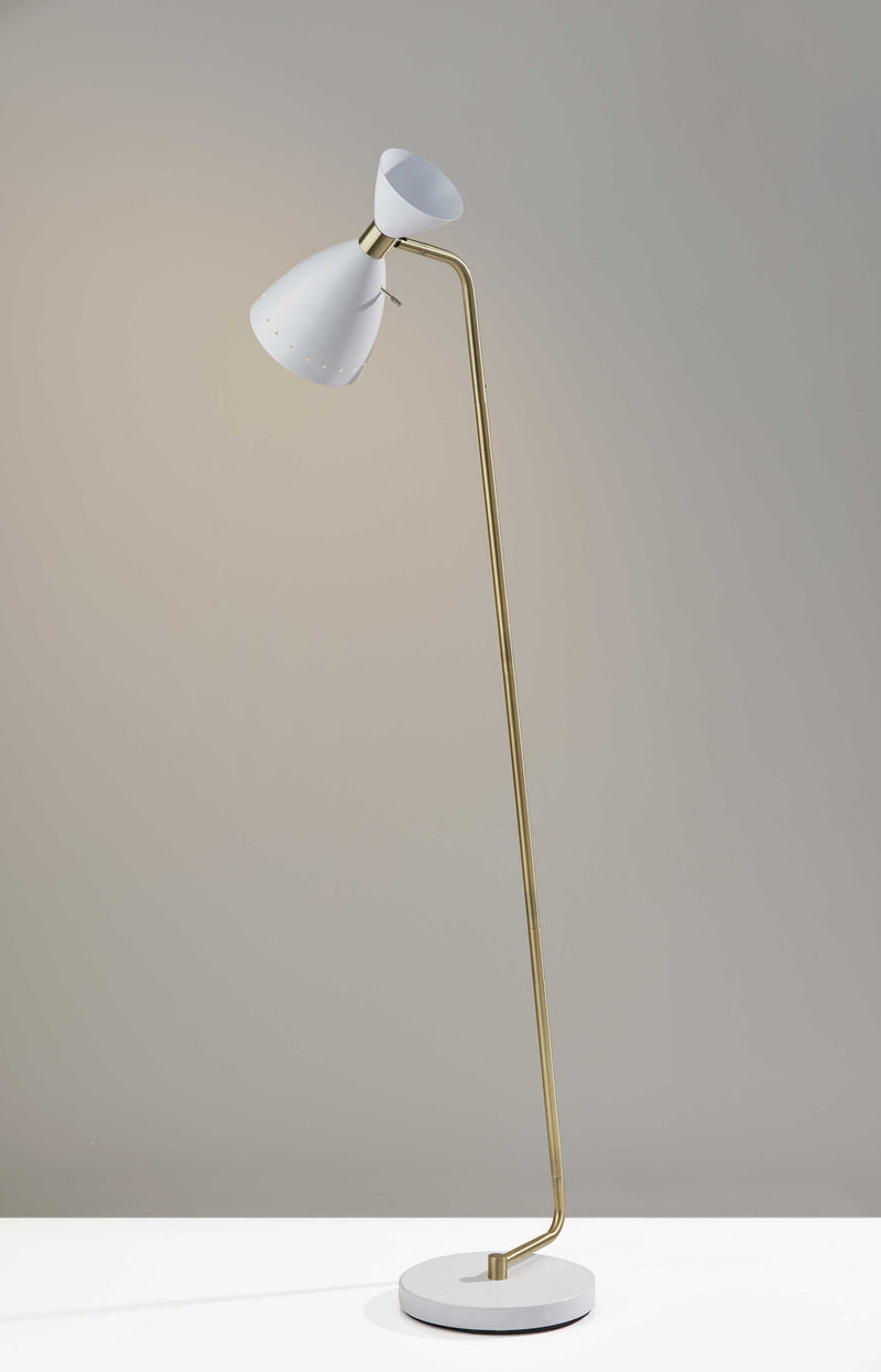 Home Outfitters 59" White Task Floor Lamp With White Cone Shade