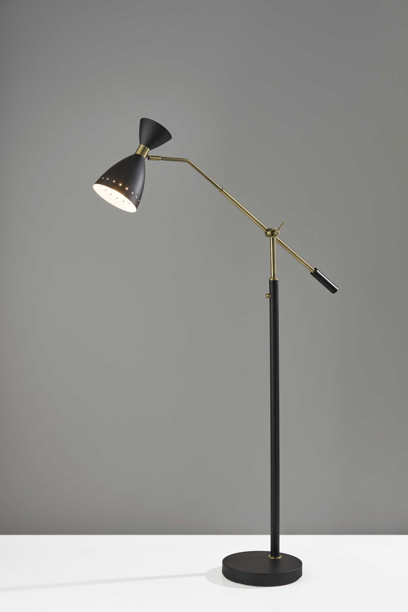 Home Outfitters 66" Black Task Floor Lamp With Black Cone Shade