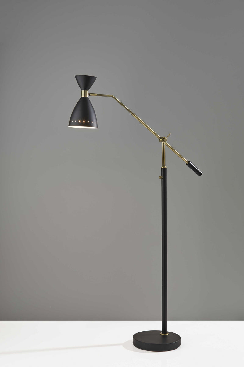 Home Outfitters 66" Black Task Floor Lamp With Black Cone Shade