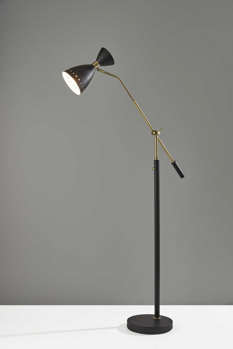 Home Outfitters 66" Black Task Floor Lamp With Black Cone Shade