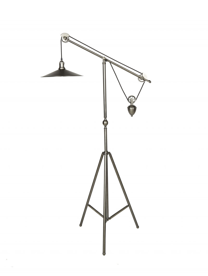 Home Outfitters 65" Brass Novelty Floor Lamp With Silver Cone Shade