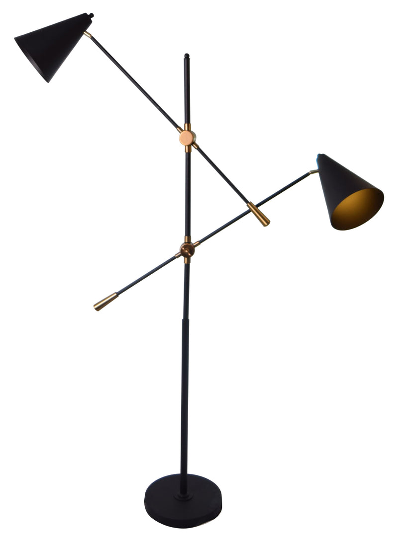 Home Outfitters Conical Black And Copper Metal Floor Lamp