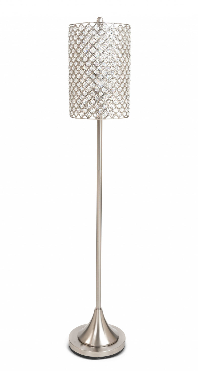 Home Outfitters 62" Drum Shade Crystal Bead Metal Floor Lamp