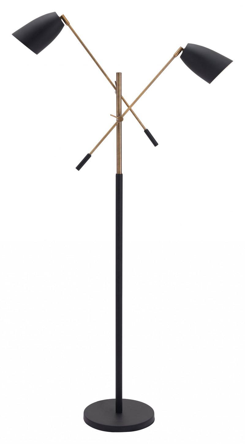 Home Outfitters Black and Gold Adjustable Floor Lamp