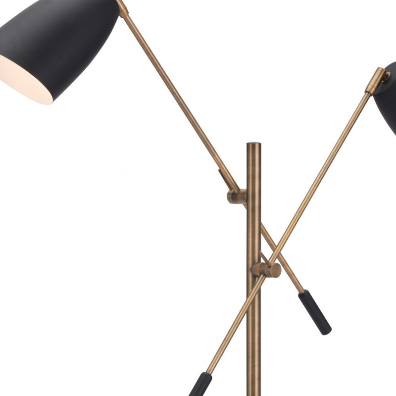 Home Outfitters Black and Gold Adjustable Floor Lamp