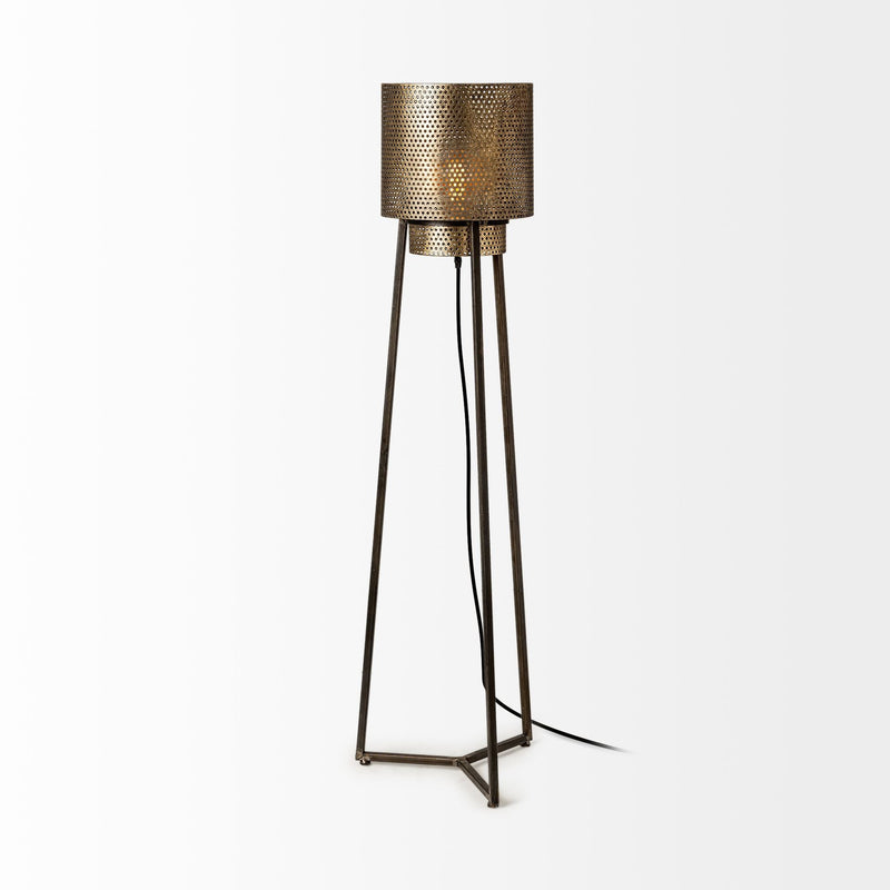 Home Outfitters Gold Textured Tripod Floor Lamp