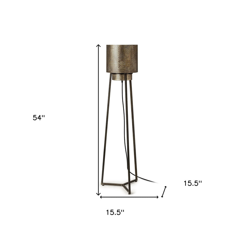 Home Outfitters Gold Textured Tripod Floor Lamp