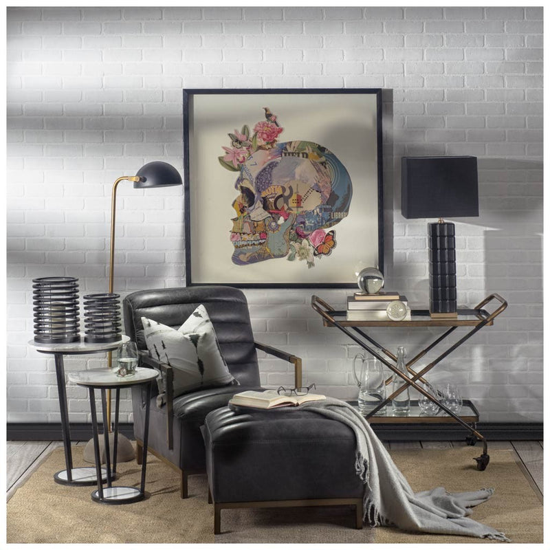 Home Outfitters Antiqued Gold Black and Concrete Floor Lamp