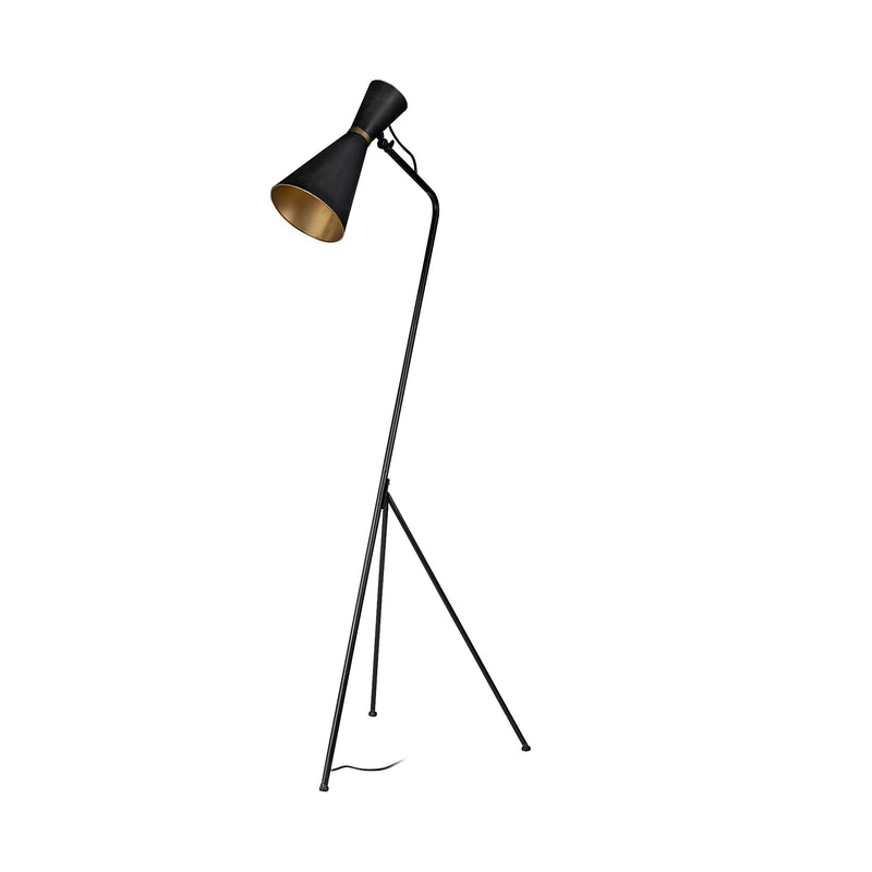 Home Outfitters Black and Brass Conical Metal Floor Lamp