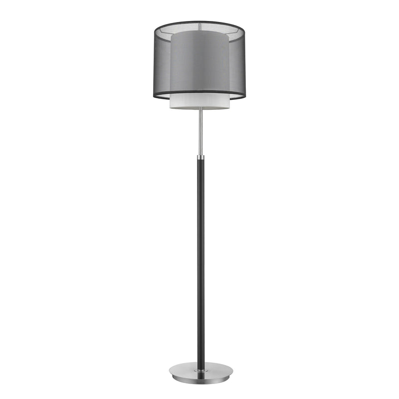 Home Outfitters 62" Chrome Traditional Shaped Floor Lamp With Black And White Drum Shade