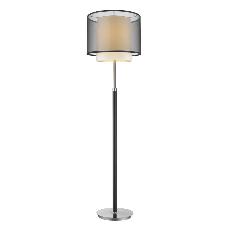 Home Outfitters 62" Chrome Traditional Shaped Floor Lamp With Black And White Drum Shade