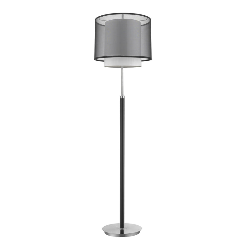 Home Outfitters 62" Chrome Traditional Shaped Floor Lamp With Black And White Drum Shade