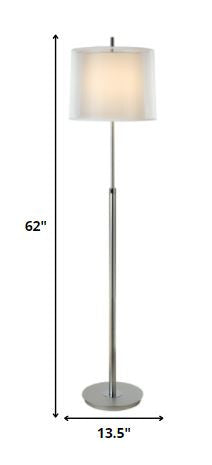 Home Outfitters 62" Chrome Traditional Shaped Floor Lamp With White Empire Shade