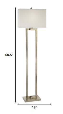 Home Outfitters 61" Nickel Traditional Shaped Floor Lamp With White Rectangular Shade