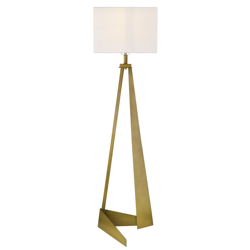 Home Outfitters 60" Brass Traditional Shaped Floor Lamp With White Novelty Shade