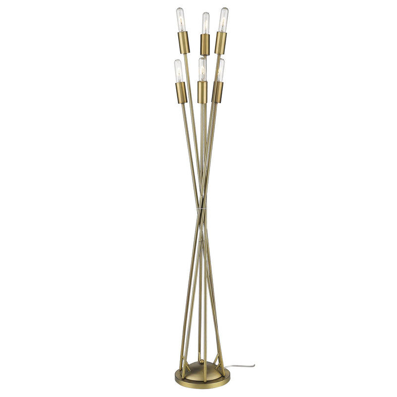 Home Outfitters 60" Brass Six Light Torchiere Floor Lamp