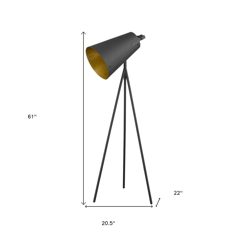 Home Outfitters 61" Matte Tripod Floor Lamp With Gray Cone Shade