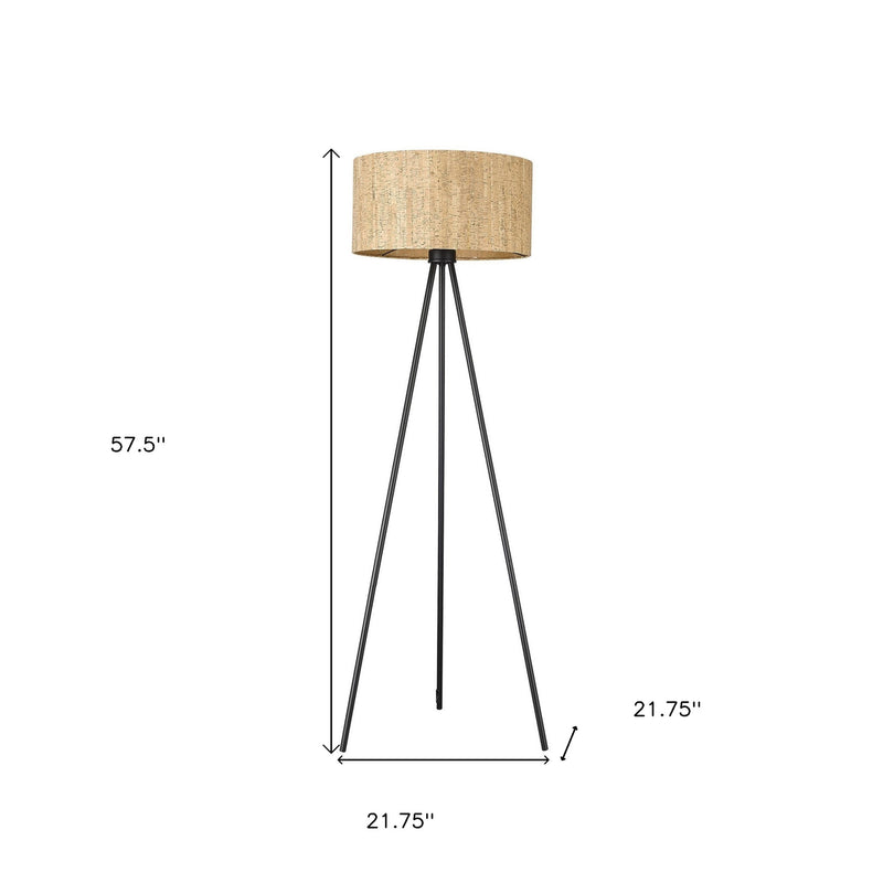 Home Outfitters 58" Matte Black Tripod Floor Lamp With Shade